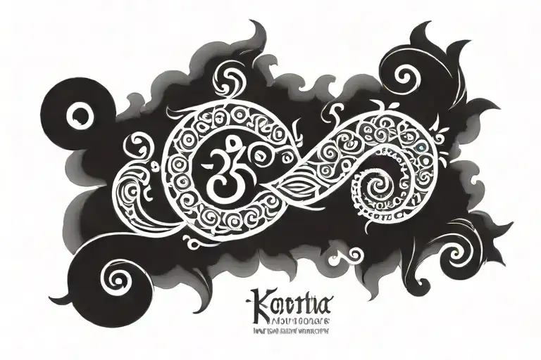 The Words Breathe And Be Fearless In Script With The Koru Symbol And Vishuddha In Sanskrit