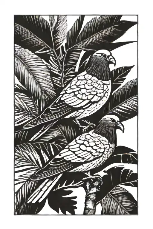 Pigeon Carring Palm Leaf