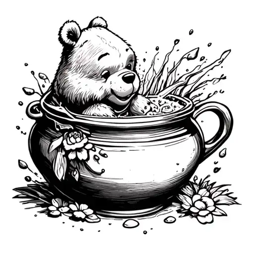 Pooh Bear With Honey Pot Overflowing