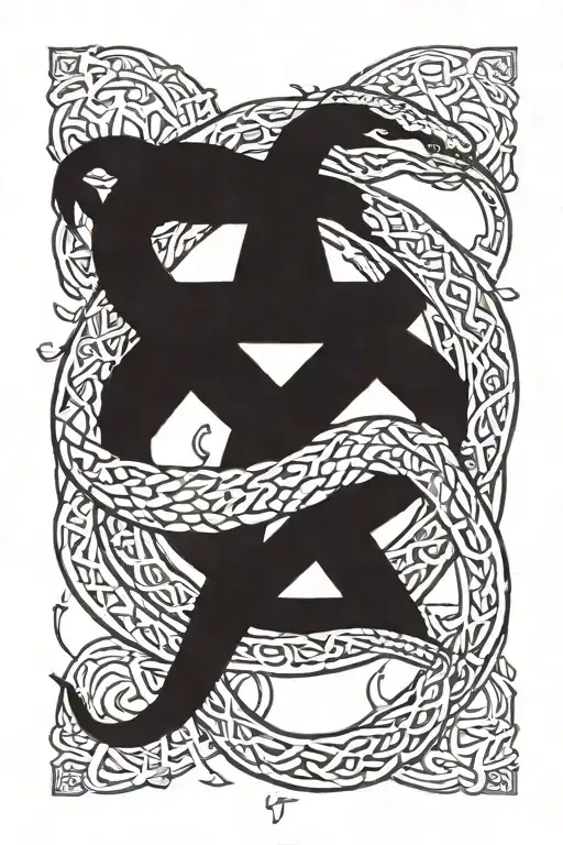 Ouroboros Snake Pentagram Intertwined