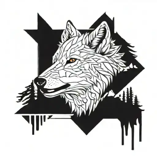 Wolf In Rectangle Frame