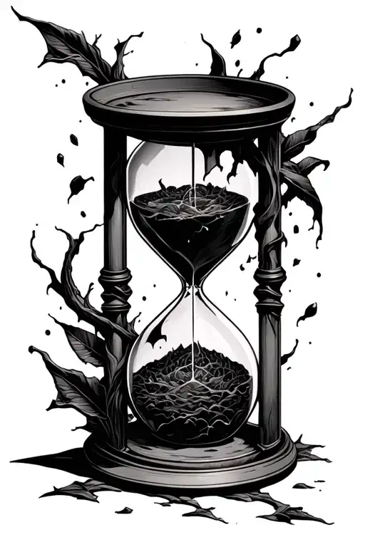 Hourglass Intertwined With Destruction Filled With Life Inside