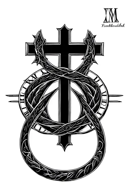 Roman Numerals With A Cross Intertwined