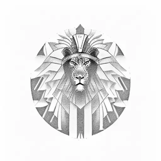 An Egyptian-inspired Mystical Dark Lion