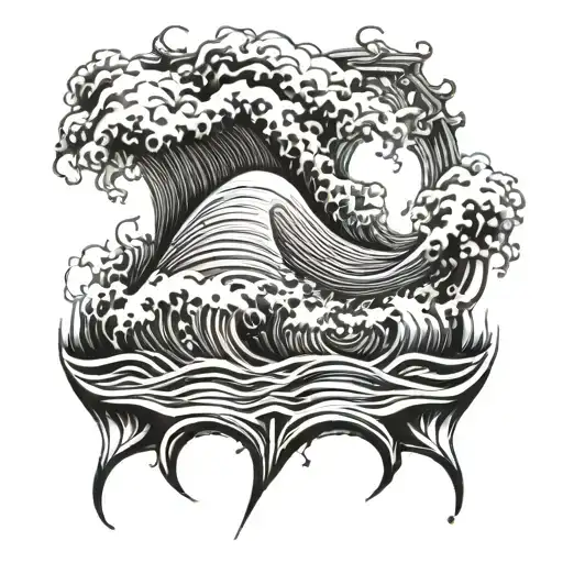 Trident Waves Crashing In The Background