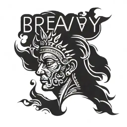 Apollo Head With A Word Bravery Written On It