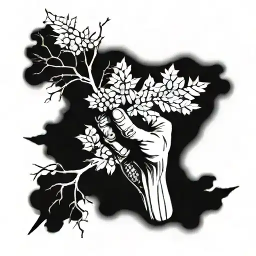 Leafless Tree Coming Out Of A Pointer Finger