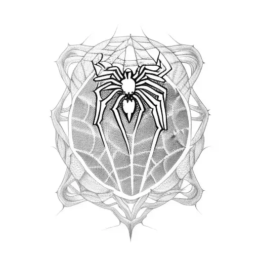 Heart Shaped Spiderweb With Spider Surrounded By Lilly Of The Vallies