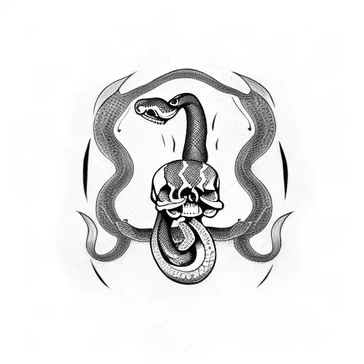 Snake And Skull And Something Writing