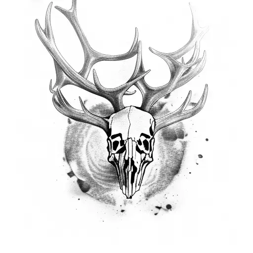 Elk Skull Below Knee Antlers Wrapping Around Knee