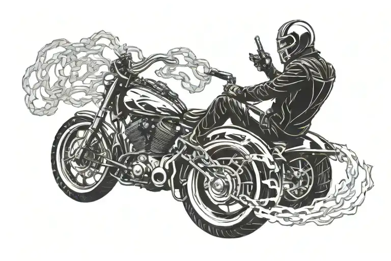 Ghostrider On A Motorcicle With Fire Chain