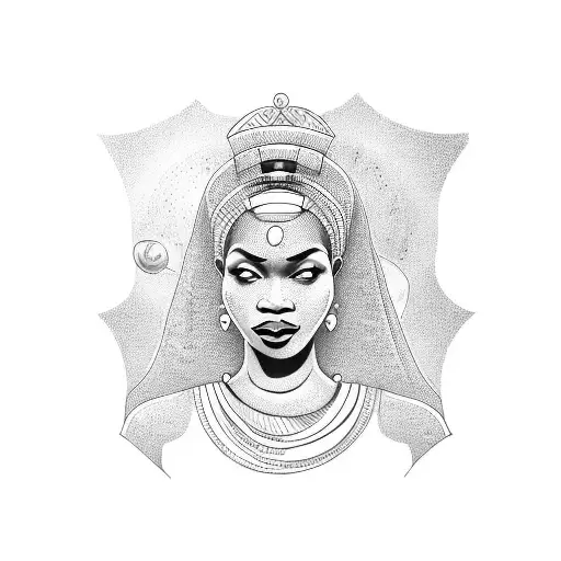 Queen African Lady Holding A Planet