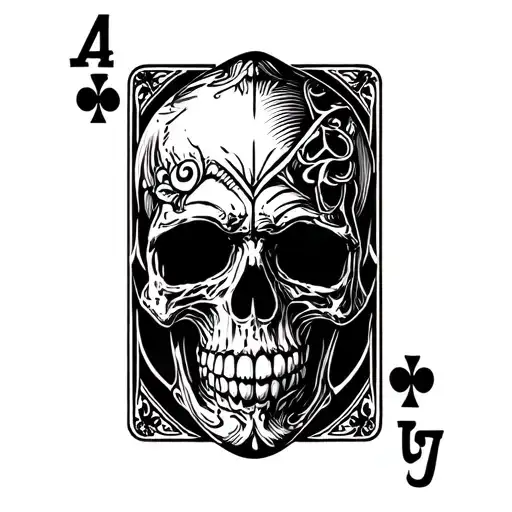 4 Aces Poker Card Design Combining A Skull