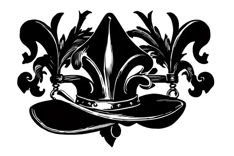 Fleur De Lys With Cowboy Hat Hanging From It