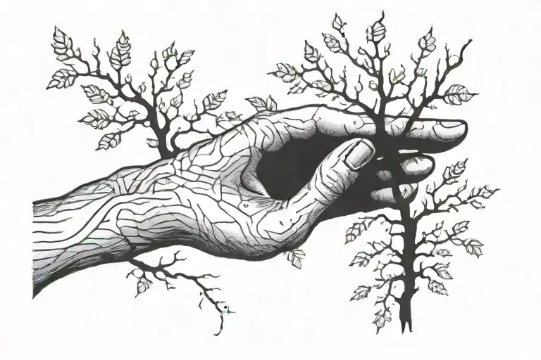 The Creation Of Adam Pointer Finger Growing A Long Leafless Tree