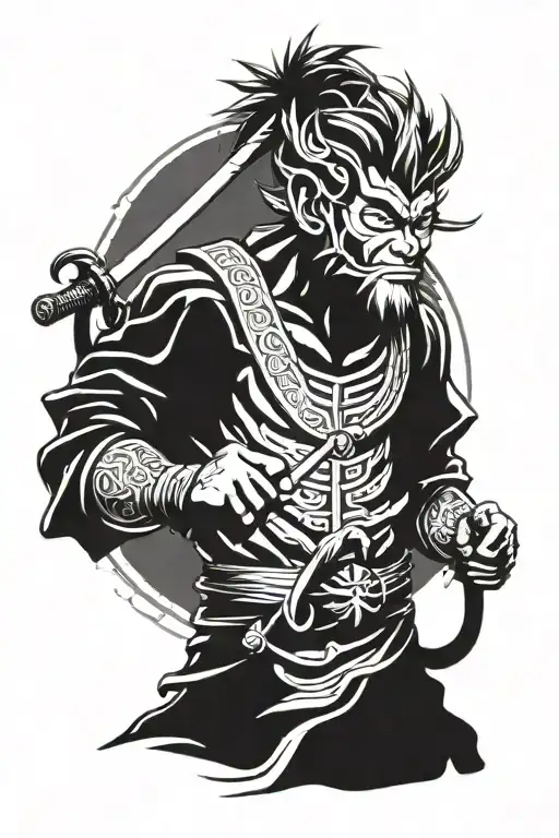 Sun Wukong Back Tattoo Samurai