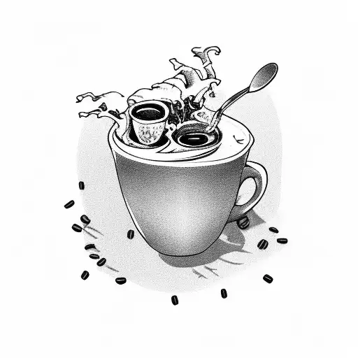 A Zombi Enjoying A Cup Of Coffee