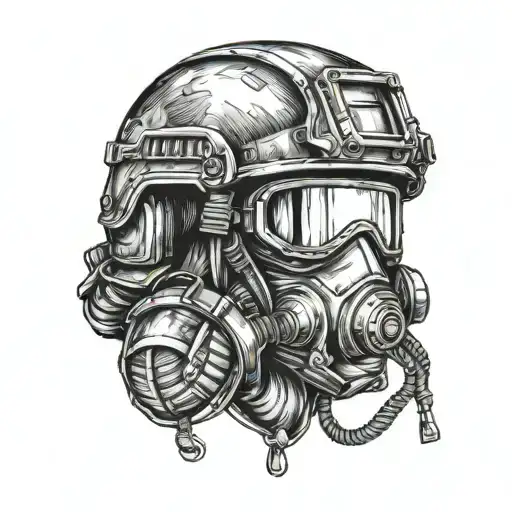 Military Helmet With Night Vission Goggles Hanging
