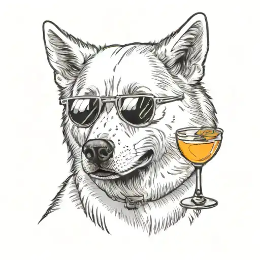 All White Husky Drinking An Aperol Spritz Cocktail Being Enjoyed