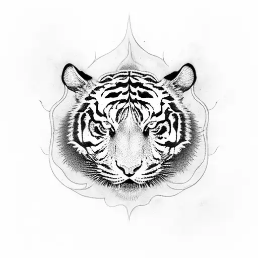 A Fiery Tiger Emerging From A Dark Abyss With Glowing Red Eyes