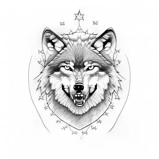 Wolf With American Flag Background