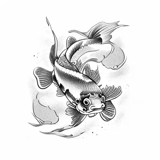 Japanese Koi Fish Swimming Around A Mechanical Gear Armband