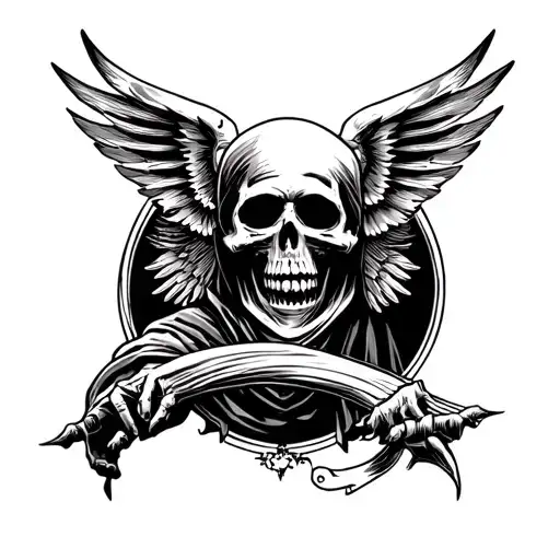 Grim Reaper Rap Around Forearm Tattoo Design