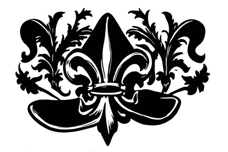 Fleur De Lys With Cowboy Hat Hanging From It