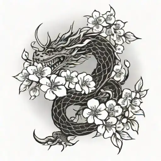 Cherry Blossoms With Dragon