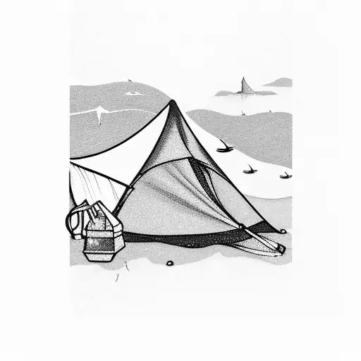 Tent On The Hill With Sea In The Background