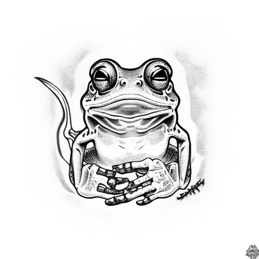 Grim Reaper Realistic Frog Inside A Goth Hags Hand