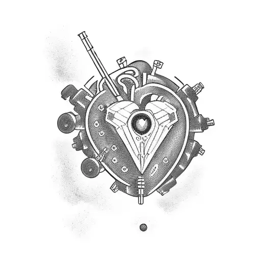 A Mechanical Heart With A Widowmaker Symbol Integrated Into The Design