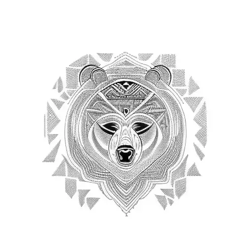 Incorporate Traditional Tribal Patterns From Various Cultures Into A Bear Tattoo Design