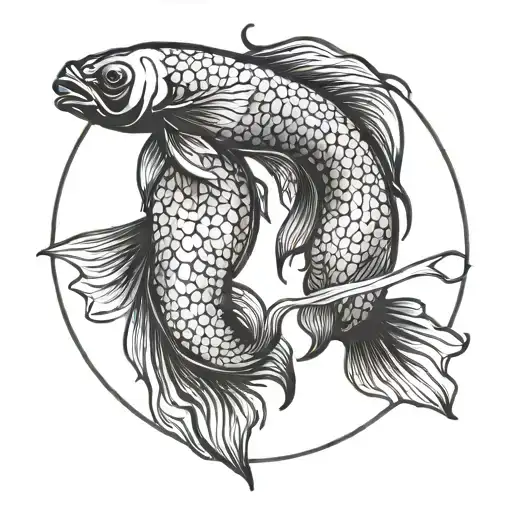 Black Betta Fish Yin Yang