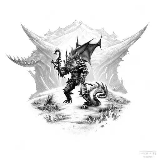 A Fierce World Of Warcraft Warrior Battling A Dragon In A Forest Setting