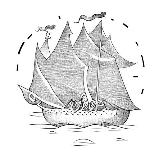 A Majestic Viking Ship Sailing Through A Mountain Range