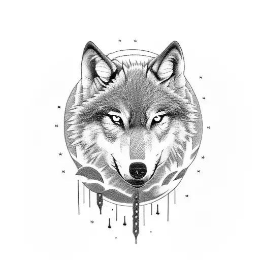 A Wolf Howling At The Moon In A Pixelated Style