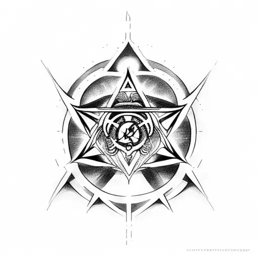 A Tattoo Design Featuring A Secret Society Symbol Intertwined With Demonic Imagery