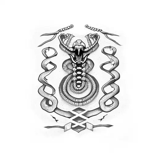 Combine A Skeleton Snake With Nordic Runes To Create A Unique And Mystical Tattoo Design