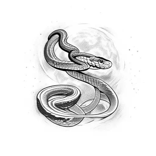 Snake Tarot Card And Moon