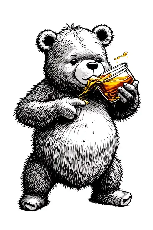 Pooh Bear Eating Honey
