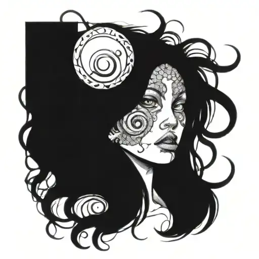 Three Eyes Outlined By Black Writhing Tentacles