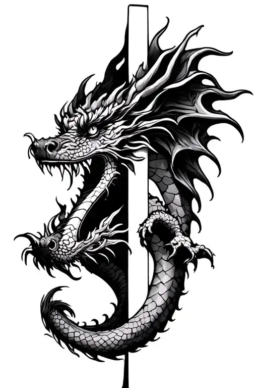 Back Dragon Peeking From Behind Wall