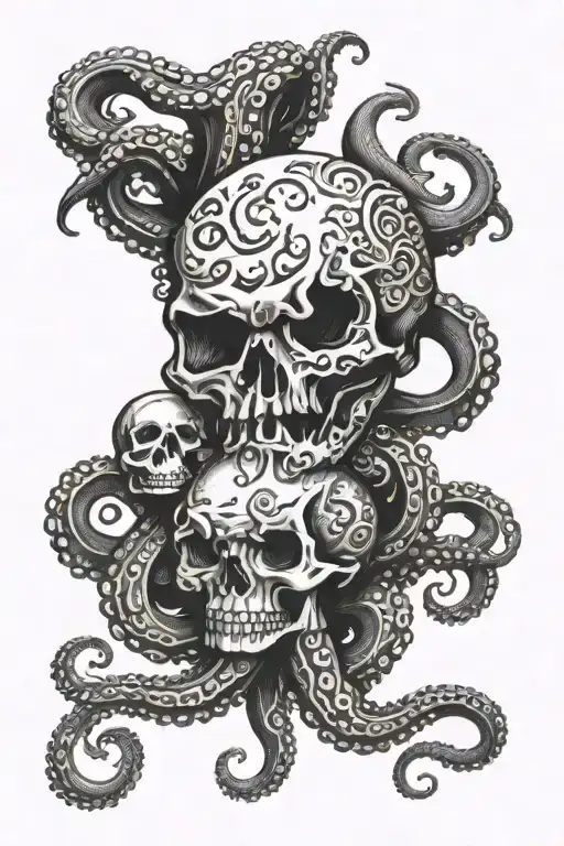 Octopus And Skulls Surrounded