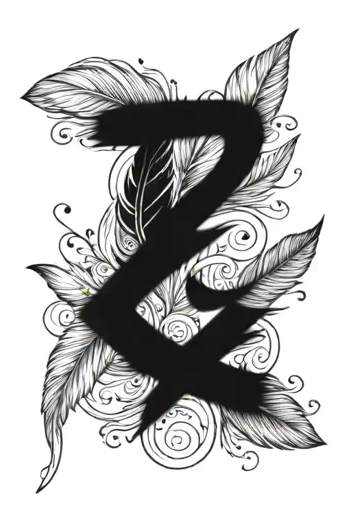 Feather With Letters L K D G Letters