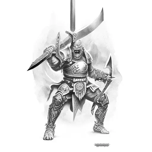 A Fearsome Horde Warrior Wielding A Mighty Sword