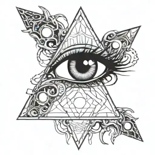 Three Eyes In A Triangle Pattern Outlined With Black Tentacles