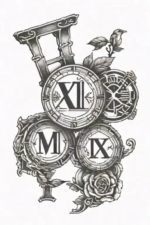 Three Date Roman Numerals Surrounded