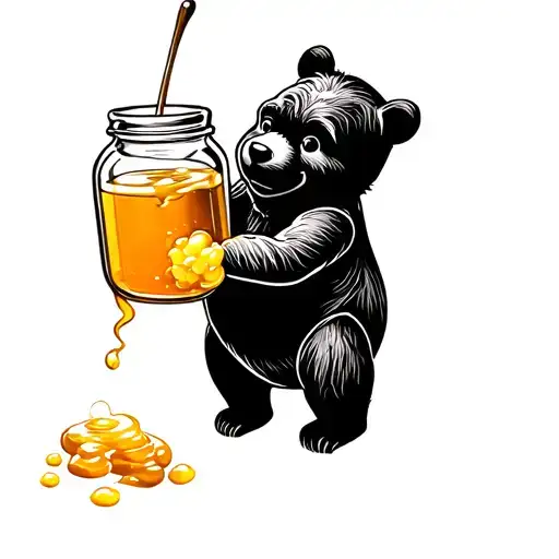 Pooh Bear With Honey Jar Filled