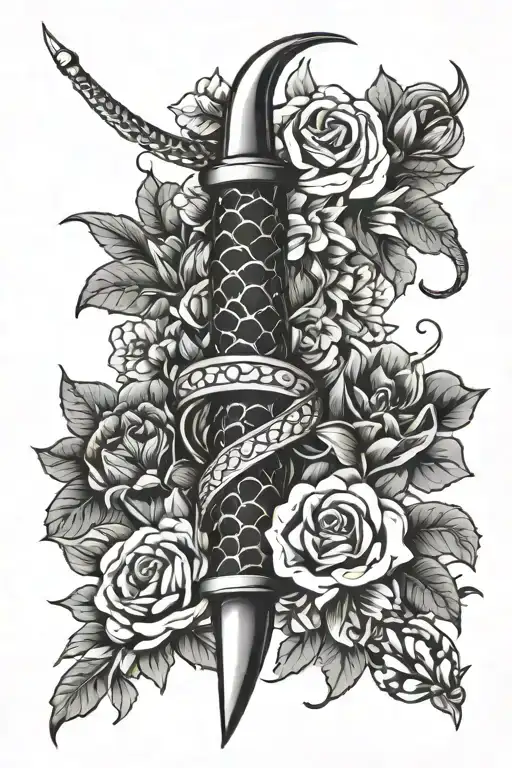 Snake Dagger In Flowers